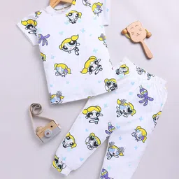 YK X Minute Mirth Girls Powerpuff Girls Printed Pure Cotton T-shirt with Joggers-image-44
