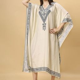 FANTASIA Women Ethnic Motifs Print Kimono Sleeve Kaftan Dress-image-101