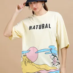 MORSE CODE Graphic Printed Oversized Pure Cotton T-shirt-59