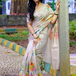 Peachmode Women Beige Sarees-image-18