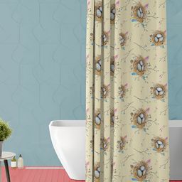 ArtzFolio Beige & Grey Printed Waterproof Shower Curtain-image-49