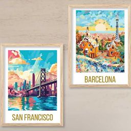Travel Wall Art With Frame Home Decor Wall Painting For Living Room Office Bedroom-image-6