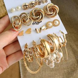 GOLDIWALA Set of 14 Gold-Plated Spherical Shaped Studs-20