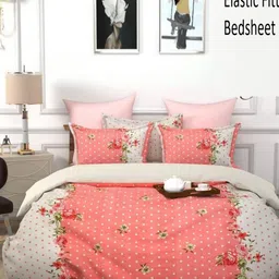 Aura Floral Printed 144 TC King Bedsheet with 2 Pillow Covers-image-54