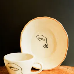 ArteCasa White Printed Ceramic Glossy Mug and Bowl Set of Cups and Mugs-picture-27