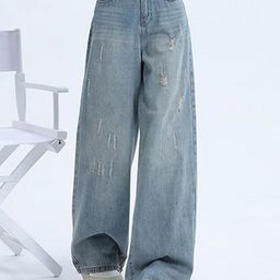 StyleCast Women Comfort Wide Leg High-Rise Mildly Distressed Ribbed Stretchable Jeans-image-39