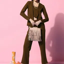 Mast & Harbour V-Neck Long Sleeves Top With Trousers Co-Ords-image-77