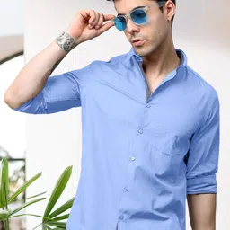 Moda Rapido Men Standard Fit Spread Collar Solid Cotton Casual Shirt-picture-29