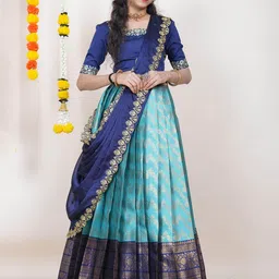 Fabcartz Woven Design Semi-Stitched Lehenga & Unstitched Blouse With Dupatta-picture-33
