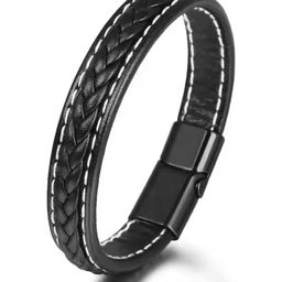 PIXFLIK Men Leather Wraparound Bracelet-image-35