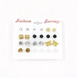 Shivarth Set Of 12 Artificial Beads Circular Studs image 2