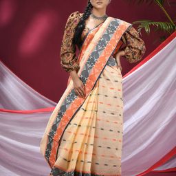 TANTLOOM Paisley Woven Design Pure Cotton Taant Saree-image-27