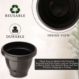 Kuber Industries Set Of 4 Black & Green Planter With Pot image 5