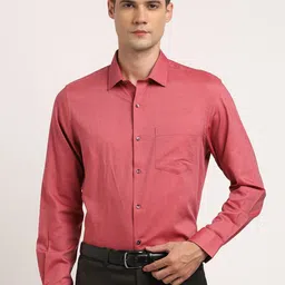 Turtle Men Standard Spread Collar Solid Cotton Slim Fit Formal Shirt-image-86