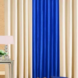 BELLA TRUE Cream & Blue 3 Pieces Black Out Door Curtains-image-32