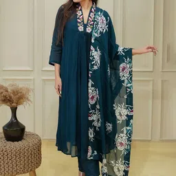 Divyadham Textiles Women Floral Embroidered Kurta with Pyjama & Dupatta-picture-38