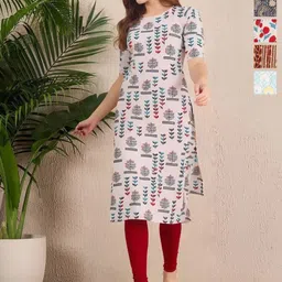 Anouk Rustic Selection Of 4 Floral Printed Round Neck Straight Kurtas-image-2