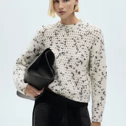 MANGO Open Work Knit Speckled Pullover-image-61