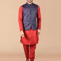 PRINTINDIA Men Regular Pure Silk Kurta with Trousers-37