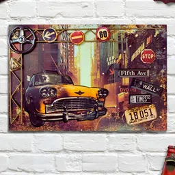 eazy wagon Brown & Yellow Cab 3D Retro Wall Art-image-5