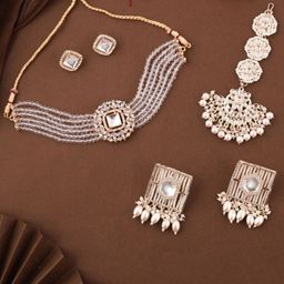 Anouk Gold-Plated Kundan Studded & beaded Jewellery Set-image-64