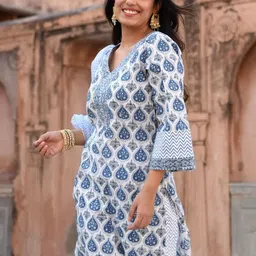 Moda Rapido Ethnic Motifs Printed V-Neck Straight Kurta With Trouser And Dupatta-picture-31