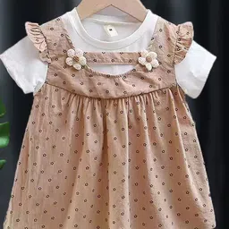 YK Girls Polka Dot Print Flutter Sleeves A-Line Dress-image-14