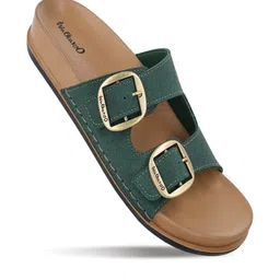 Walkaroo Women Green Open Toe Flats With Buckle-picture-19