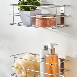 Home Centre Orion Chester Silver-Toned 2 Pieces Metal Shower Caddy-27