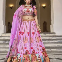 Fusionic Embellished Zardozi Semi-Stitched Lehenga & Unstitched Blouse With Dupatta-12