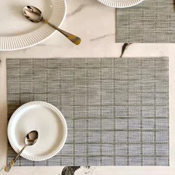 Mason Home Arcane Grey & White 2 Pieces Checked Rectangle Shaped Table Placemats-18