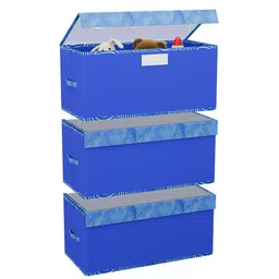 Kuber Industries Blue 3 Pieces Drawer Organiser With Lid image 3