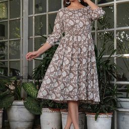 NNAVDHA Ethnic Motifs Printed A-Line Dress-image-38