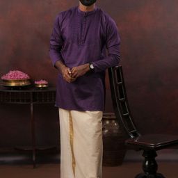DISHA CREATIONZ Men Solid Kurta with Mundu-image-53
