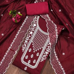 Rangtulika Ethnics Embroidered Unstitched Dress Material-picture-6