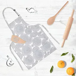 ArtzFolio Grey & White Printed Pure Cotton Apron-17
