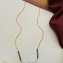 Anouk Gold-Plated American Diamond Studded & Beaded Mangalsutra-image-22