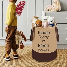 Kuber Industries Brown & Beige 3 Pieces Printed Foldable Laundry Bags 45L Each-5
