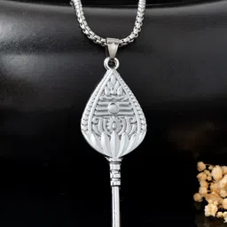 AGARWALPRODUCT Unisex Stainless Steel Silver-Plated Tamil Gada Pendant With Chain-image-93