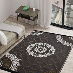 RADECOR Grey & White Ethnic Motifs Anti-Skid Chennille Carpet-image-60
