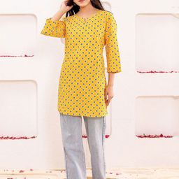 Chandbaali Women Geometric Printed Pure Cotton Kurti-image-36