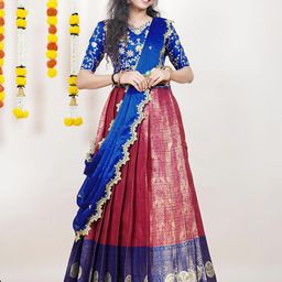 Fabcartz Semi-Stitched Woven Design Lehenga & Unstitched Blouse With Dupatta-image-33