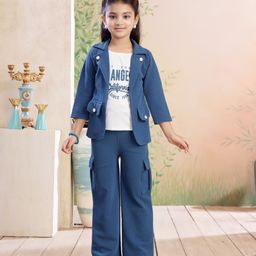 Aarika Girls Printed Coat With Attachable T-Shirt & Trouser-picture-2