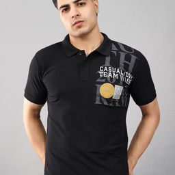 MEGHZ Men Printed Polo Collar Slim Fit T-shirt-image-62