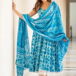 Moda Rapido Floral Printed Anarkali Kurta With Trousers And Dupatta-image-63