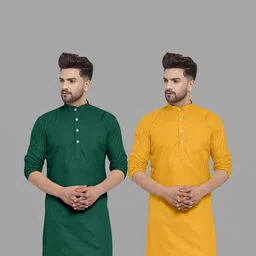 VS MALL Men Mustard Kurtas-image-64
