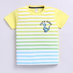 LITTLE NINJA Boys Striped Round Neck Cotton T-shirt-33