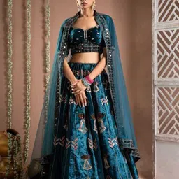 AHI Clothing Embroidered Mirror Work Ready to Wear Lehenga & Blouse With Dupatta-picture-45