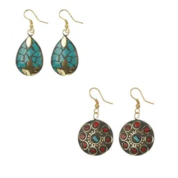 URBANELA Set Of 2 Gold Plated Teardrop Shaped Drop Earrings-9
