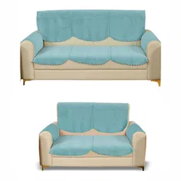 Fashion Throw Turquoise Blue Velvet Sofa Cover With Arms-image-88